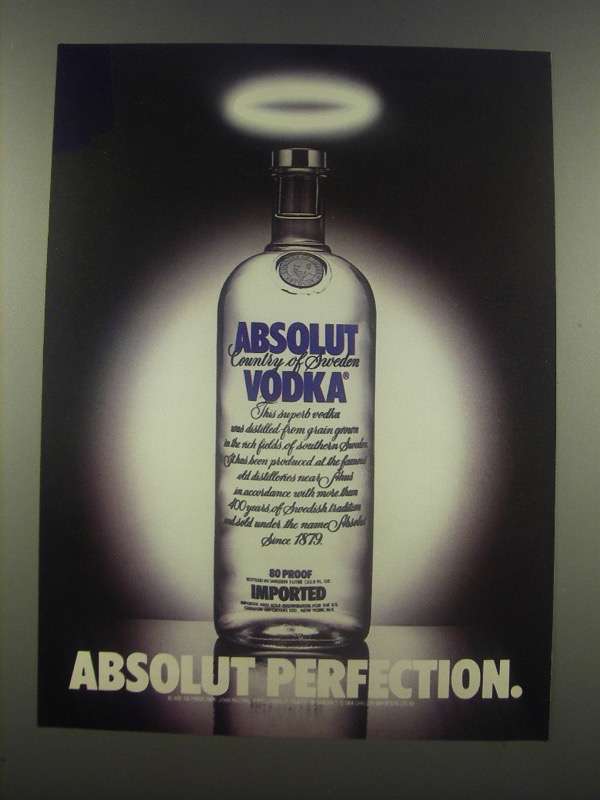 1985 Absolut Vodka Ad - Absolut Perfection - 1980-89