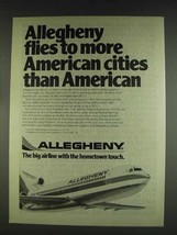 1978 Allegheny Airlines Ad - Flies to More Cities - $14.99