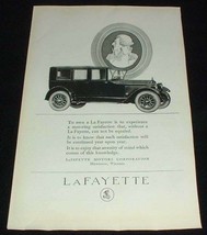 1923 Lafayette Car Ad, Motoring Satisfaction! - $14.99