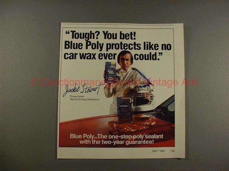 Primary image for 1982 Blue Poly Protectant ad w/ Jackie Stewart, Tough!