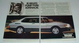 1984 2-page Saab Turbo 16 Car Ad - Pure Adrenalin! - $14.99