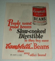1924 Campbell's Soup Pork and Beans Ad - Slow-Cooked - $14.99