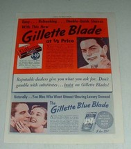 Vintage Gillette Razor Blades Ad - Double-Quick Shaves - $14.99