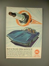 1963 AC Spark Plugs Ad w/ XP-755 Corvette Shark - $14.99