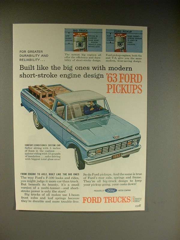 Primary image for 1963 Ford F-100 Pickup Truck Ad - Built Like Big Ones!