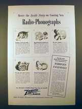 1945 Zenith Radio-Phonograph Ad - Inside Story - $14.99