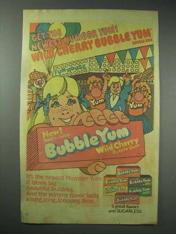 Primary image for 1980 Bubble Yum Bubble Gum Ad - Wild Cherry