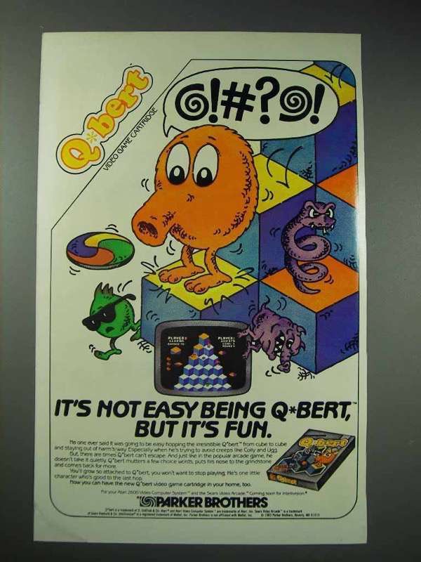 Primary image for 1983 Parker Brothers Q*Bert Video Game Ad - @!#?@!