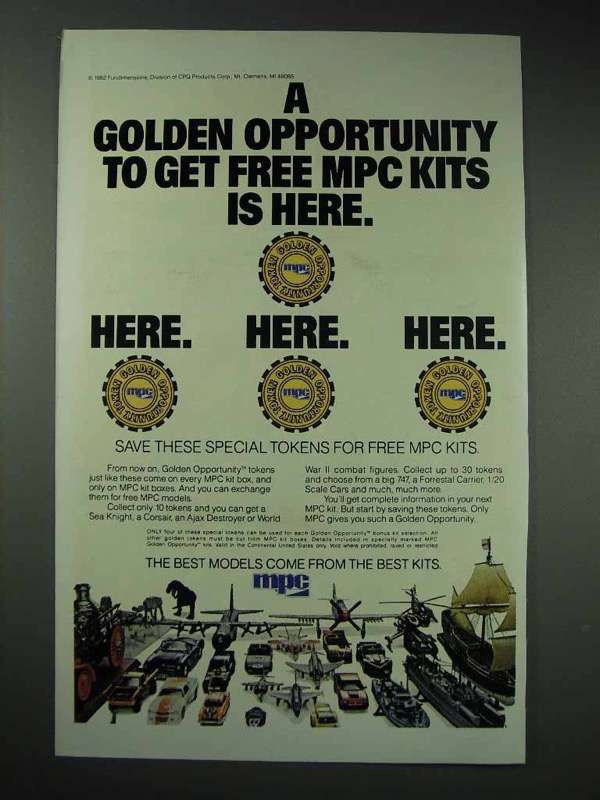 Primary image for 1983 MPC Model Kits Ad - A Golden Opportunity is Here
