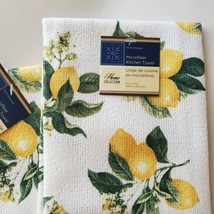 Lemon Kitchen Towels, set of 2, Citrus Fruit Decor, Green Yellow Microfiber image 2