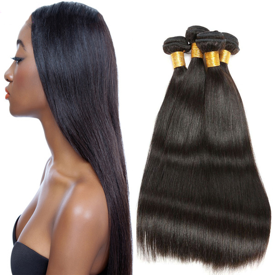 Straight Hair Weave Natural Color 3 Bundles Indian Remy Human Hair Extensions
