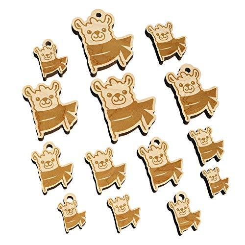 Llama with Scarf Mini Wood Shape Charms Jewelry DIY Craft - Various Sizes (16pcs