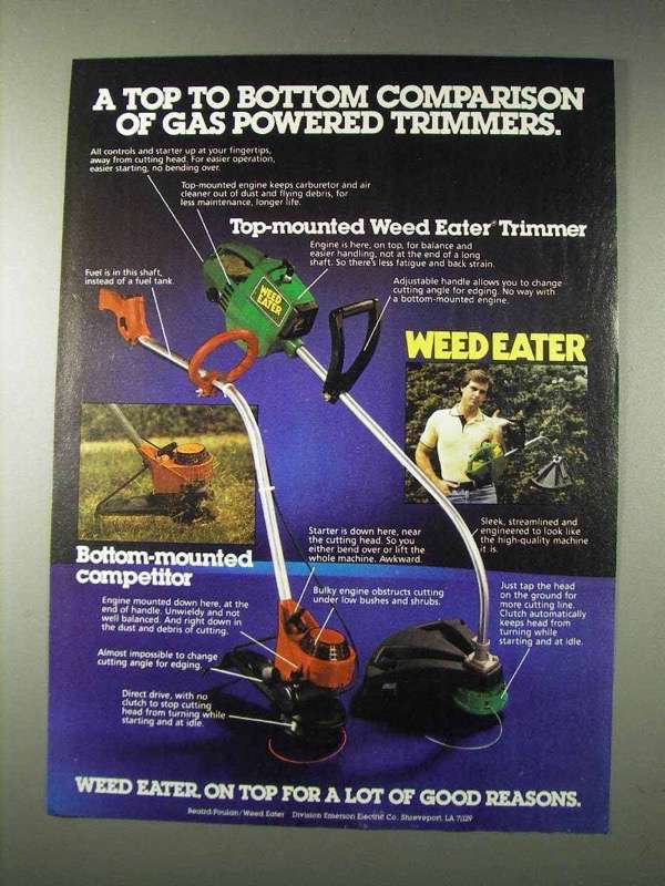 Primary image for 1982 Weed Eater Trimmer Ad - Top to Bottom Comparison