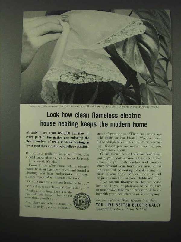 Primary image for 1961 Edison Electric Institute Ad - Clean House Heating