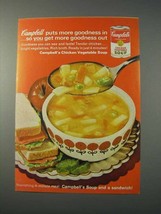 1963 Campbell&#39;s Chicken Vegetable Soup Ad - Goodness - $14.99