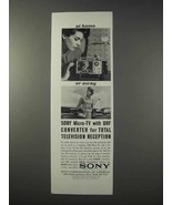 1963 Sony Micro-TV Ad - At Home or Away - $14.99