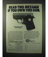 1984 Colt 25 ACP Auto Pistol Ad - Read this Message - $14.99