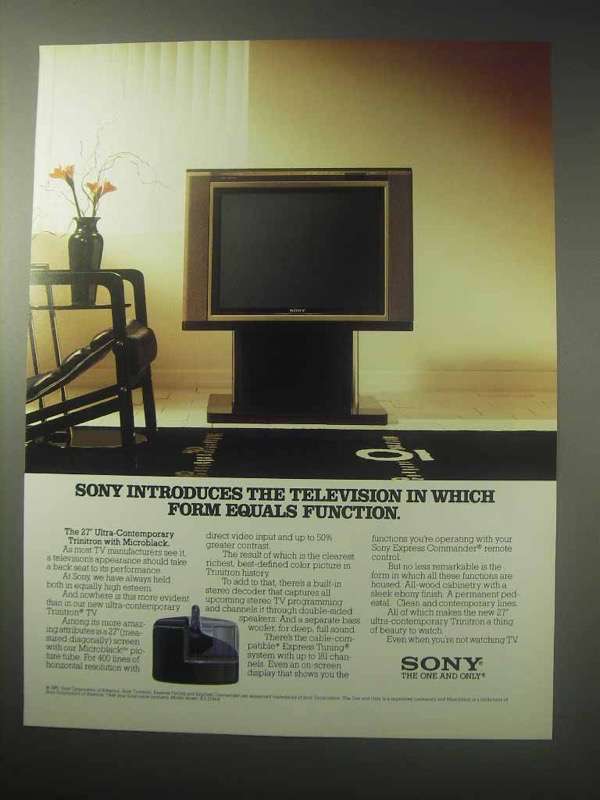 1985 Sony 27" UltraContemporary Trinitron TV Ad 198089