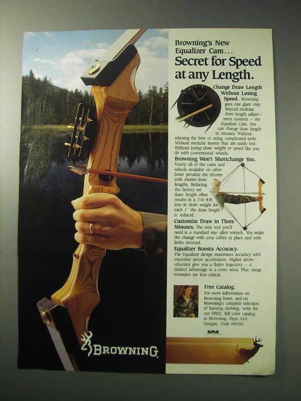 1986 Browning Bows Ad - Secret for Speed at Any Length - 1980-89