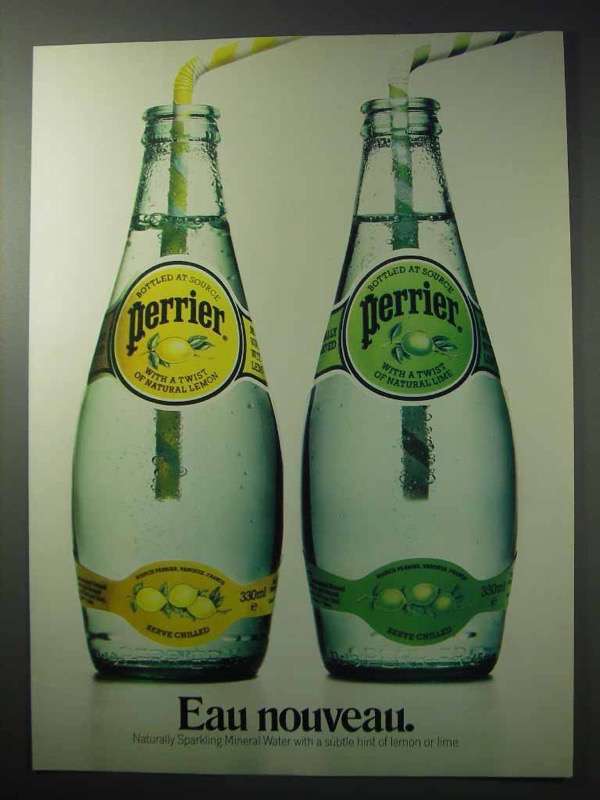 1986 Perrier Sparkling Mineral Water Ad - Twist of Lime ...