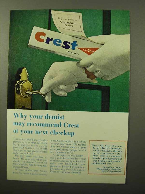 Primary image for 1964 Crest Tooth Paste Ad - Dentist May Recommend