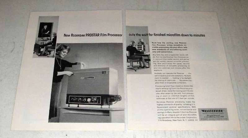 Primary image for 1964 Recordak Prostar Film Processor Ad - Minutes