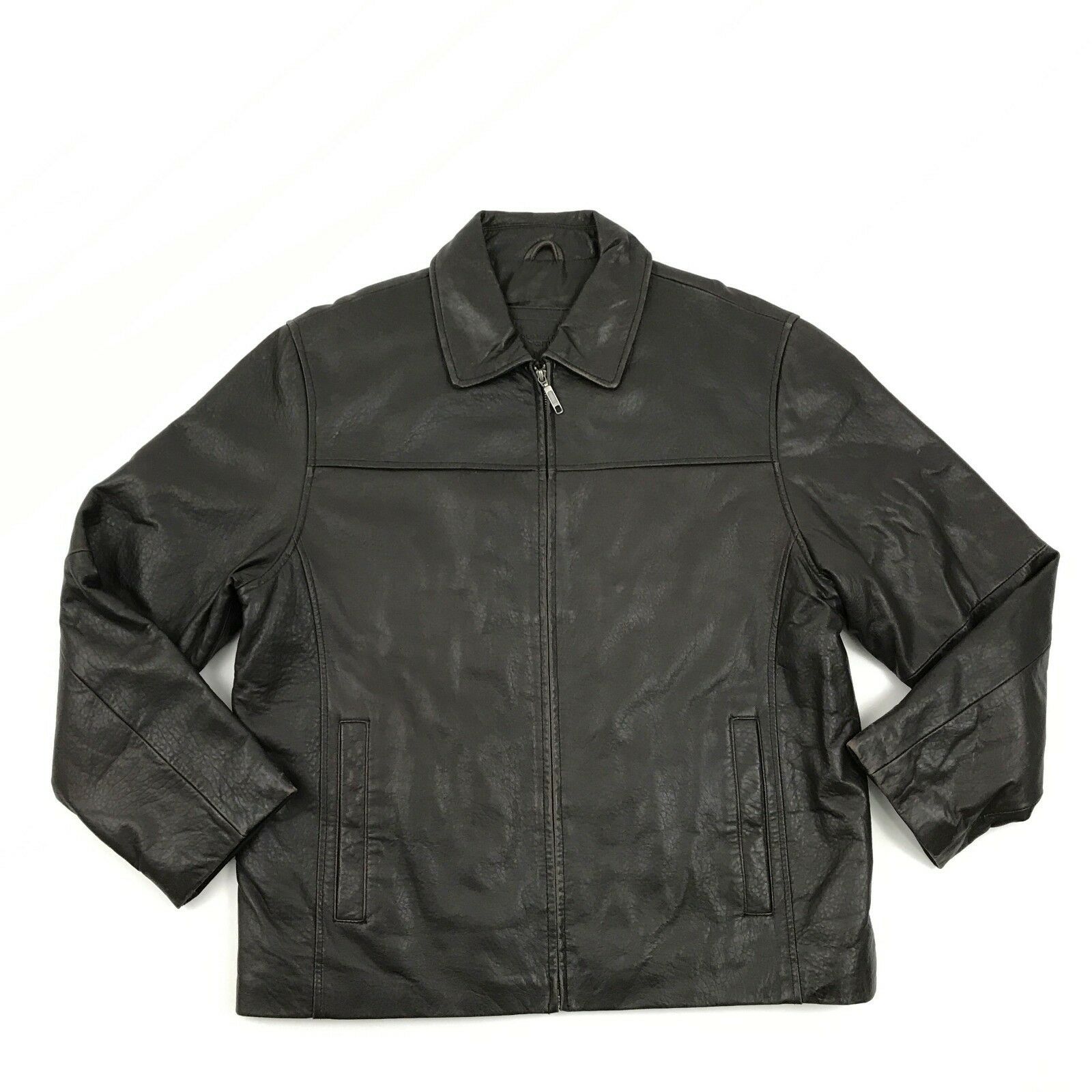 Roundtree & Yorke Lambskin Leather Jacket Brown Bomber Men's Size L ...