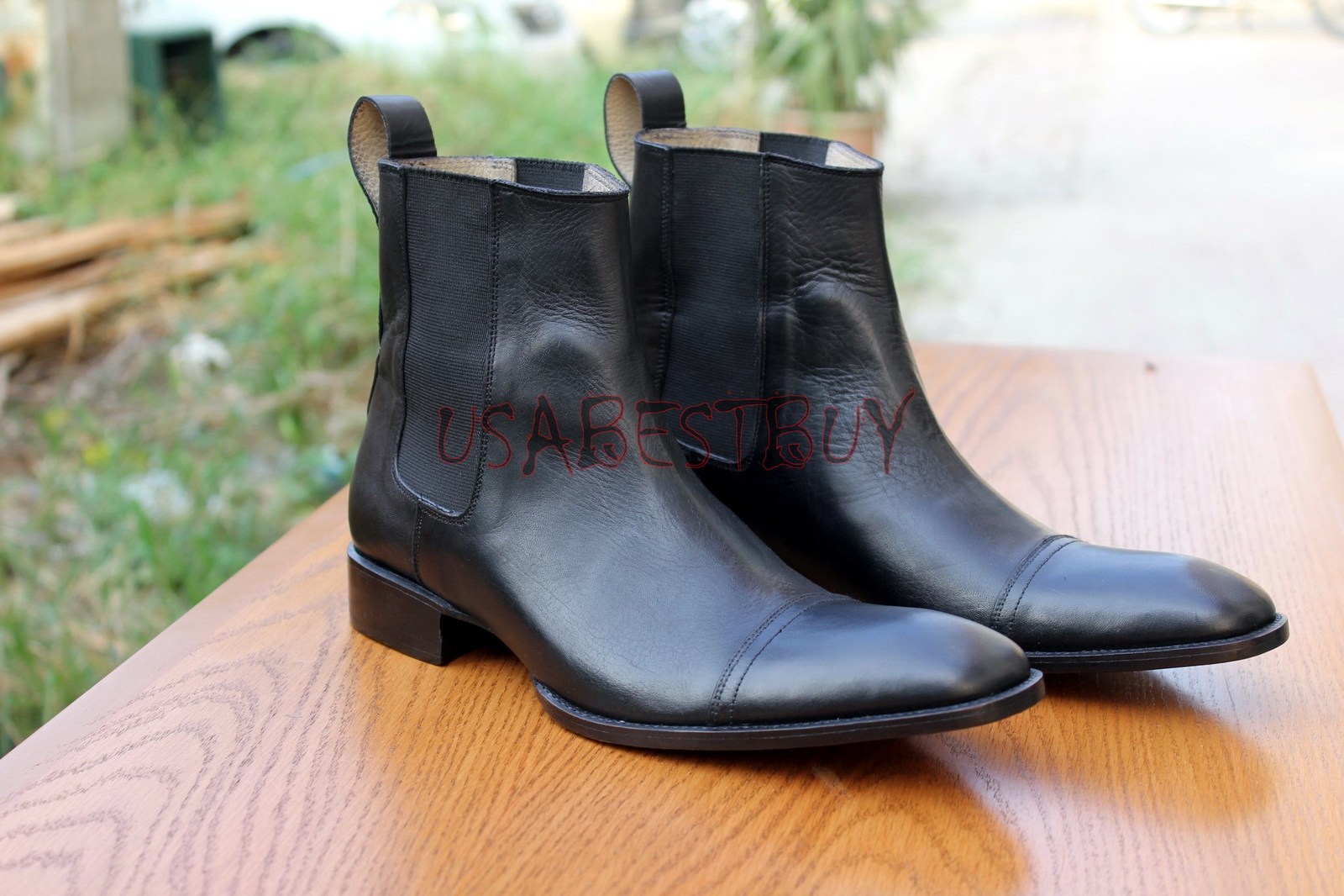 Custom Handmade Men Chelsea Black Leather Ankle Boots, Men boots real leather Boots