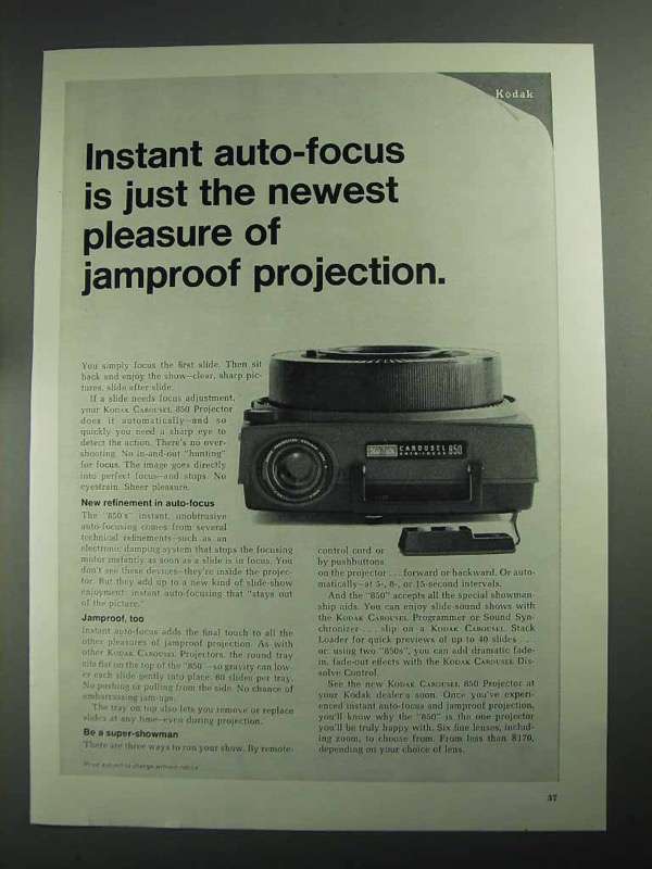 1968 Kodak Carousel 850 Projector Ad AutoFocus 196069