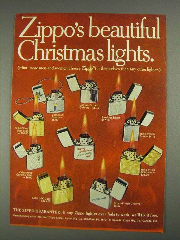 1967 Zippo Lighters Ad - Beautiful Christmas Lights - $14.99