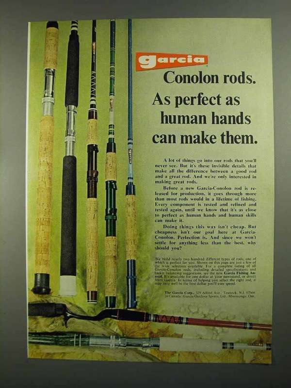 1973 Garcia Conolon Fishing Rods Ad Human Hands 197079