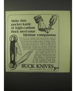 1975 Buck Knives Ad - High-Carbon Buck Steel - $14.99