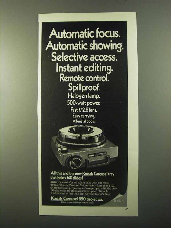 1971 Kodak Carousel 850 Projector Ad Automatic 197079