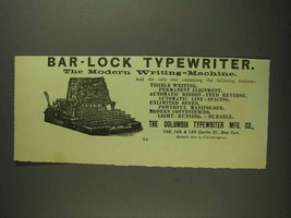 1893 Columbia Bar-Lock Typewriter Ad - $14.99
