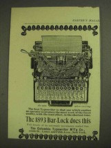 1893 Columbia Bar-Lock Typewriter Ad - Does This - $14.99