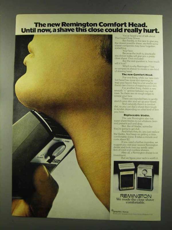 1972 Remington Shavers Ad - The New Comfort Head - 1970-79