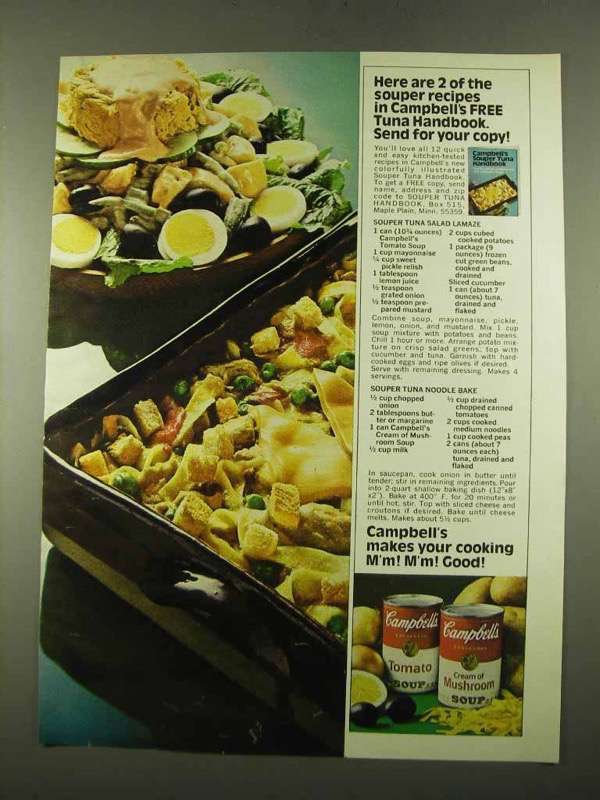 1975 Campbell's Tomato and Cream of Mushroom Soup Ad - $14.99