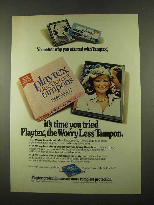 1975 Playtex Tampons Ad No Matter Why You Started 197079