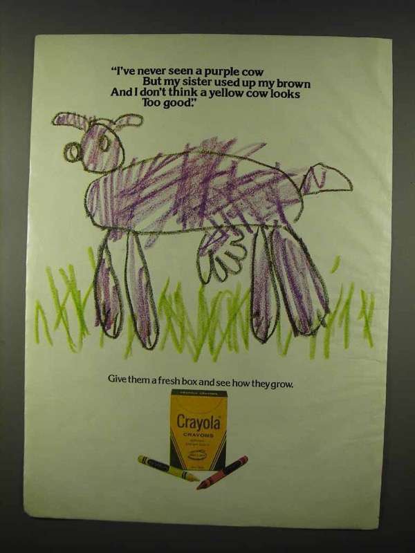 Primary image for 1978 Crayola Crayons Ad - Never Seen a Purple Cow