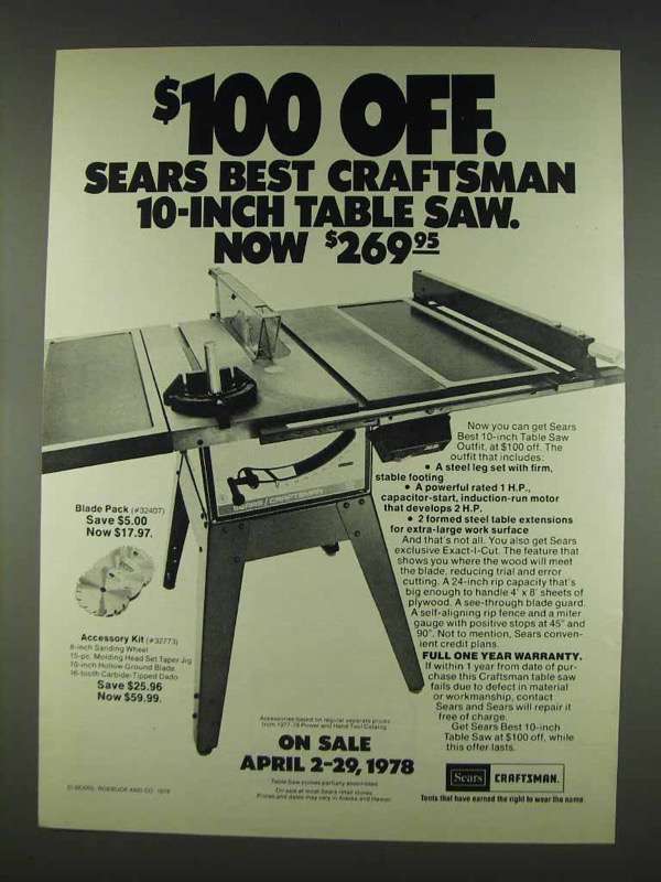 1978 Sears Craftsman 10-inch Table Saw 