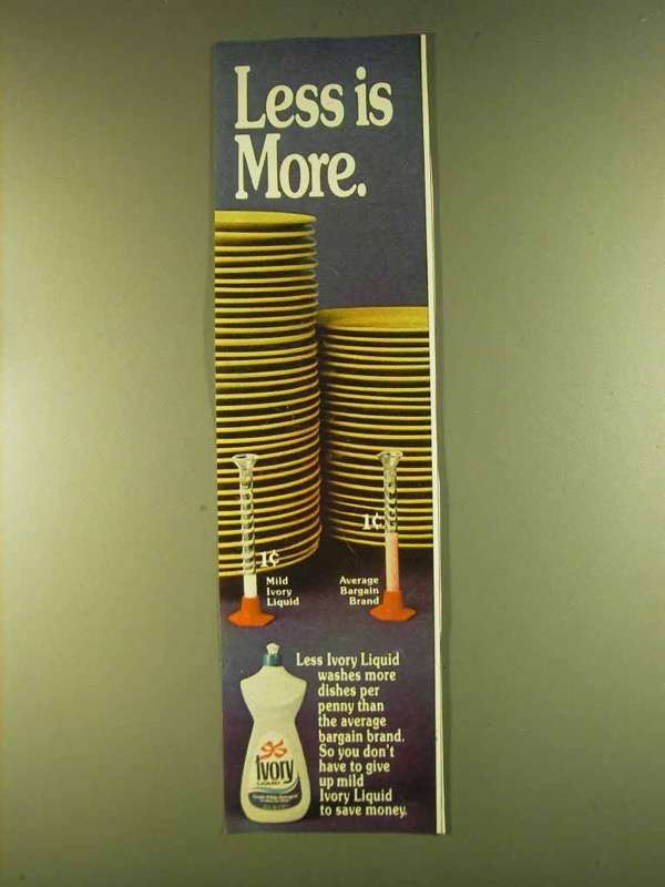 1980 Ivory Detergent Ad - Less is More - $14.99