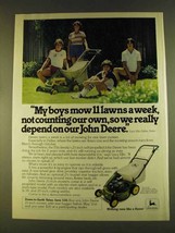 1980 John Deere 21-inch Lawn Mower Ad - My Boys Mow - $14.99