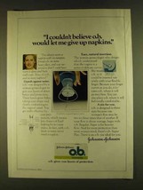 1980 Johnson &amp; Johnson O.B. Tampons Ad - Believe - $14.99