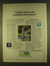 1980 Johnson &amp; Johnson O.B. Tampons Ad - Prevent Stains - $14.99