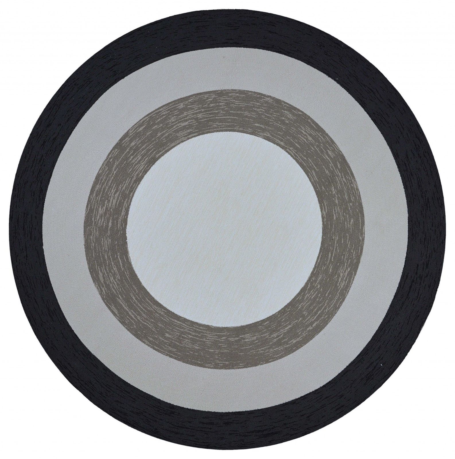 7' Charcoal Grey Hand Hooked UV Treated Bordered Round Indoor Outdoor Area Rug
