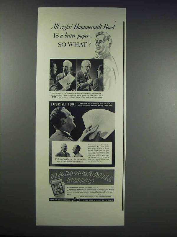 1937 Hammermill Bond Paper Ad Is a Better Paper 193039