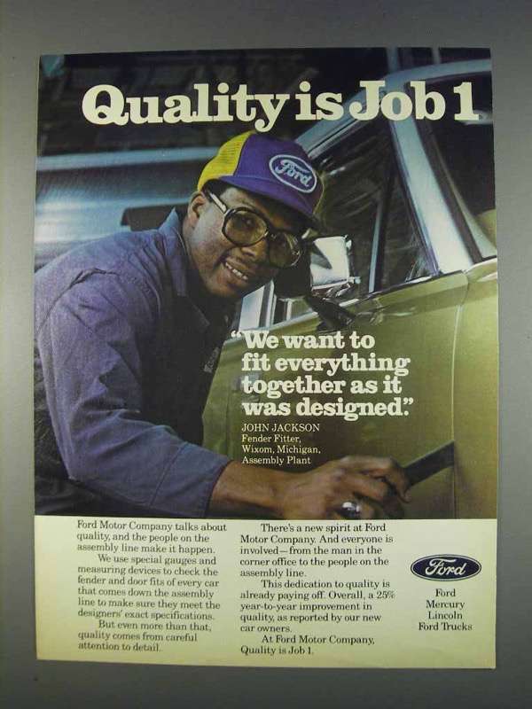 1982 Ford Motor company Ad Quality is Job 1 198089