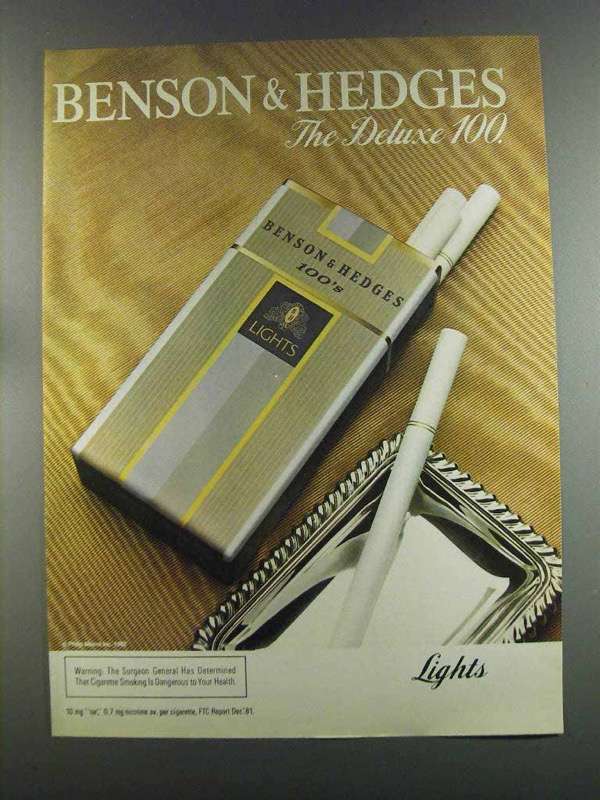 1982 Benson & Hedges Cigarettes Ad - The Deluxe 100 - 1980-89