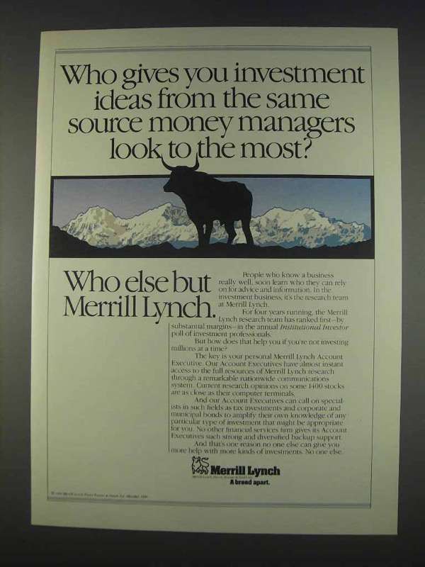 1982 Merrill Lynch Ad Gives You Investment Ideas 198089