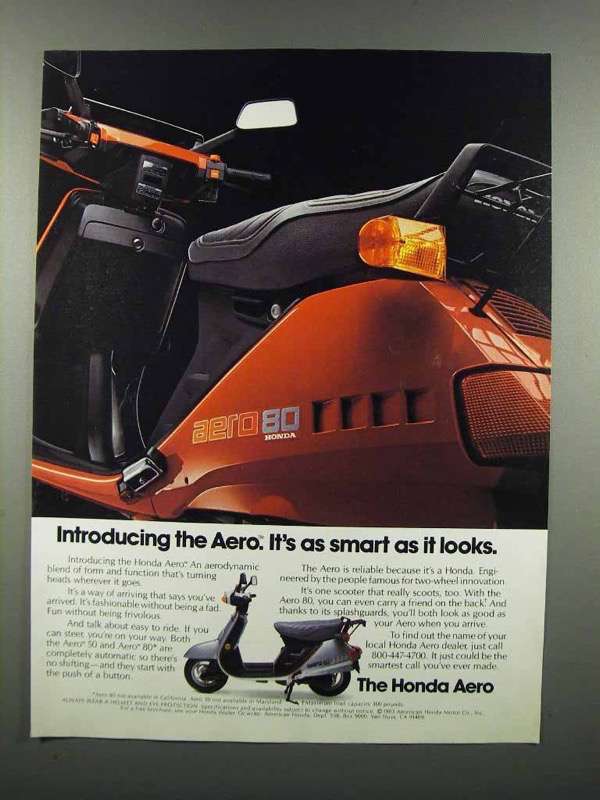 1983 Honda Aero 80 Motor Scooter Ad It's Smart 198089